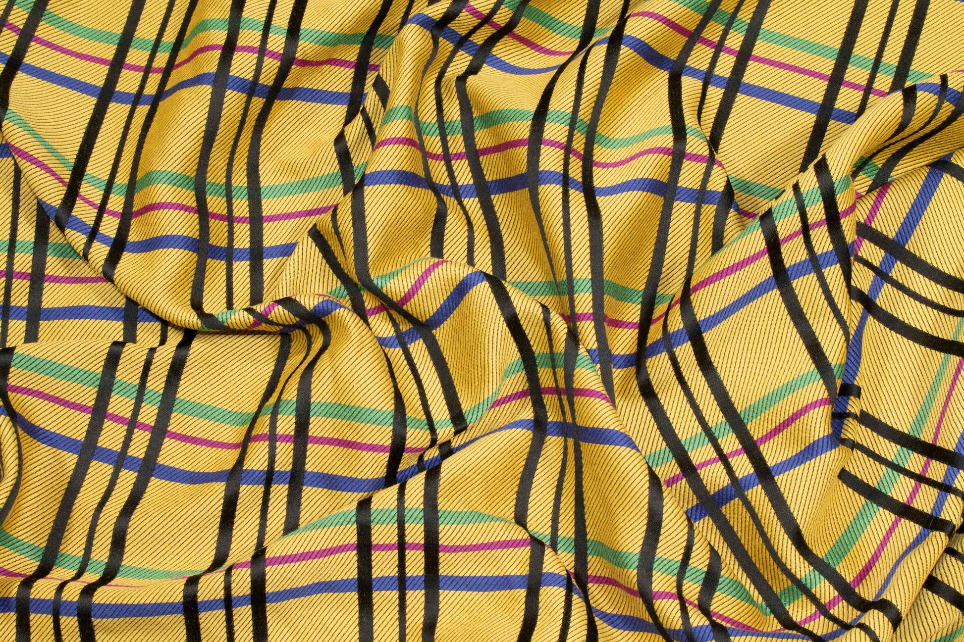 Yellow Multicolor Plaid Italian Wool Suiting - Prime Fabrics