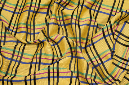 Yellow Multicolor Plaid Italian Wool Suiting - Prime Fabrics