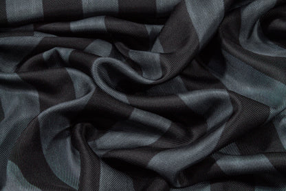 Striped Silk Twill - Washed Gray and Black - Prime Fabrics