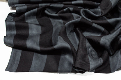 Striped Silk Twill - Washed Gray and Black - Prime Fabrics