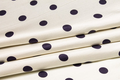 Polka Silk Twill - Ivory and Navy - Prime Fabrics