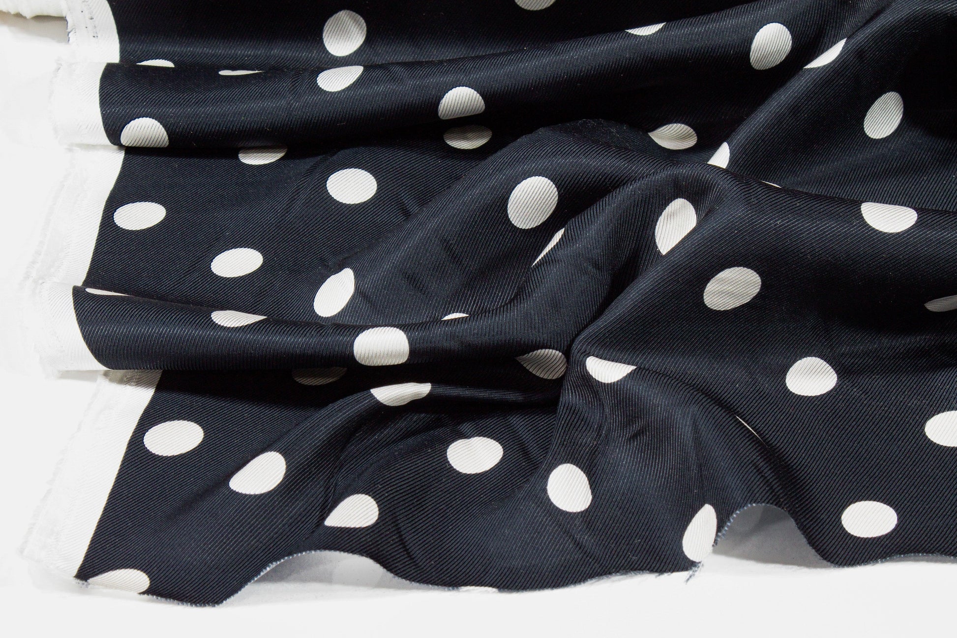 Polka Dot Silk Twill - Dark Navy and White - Prime Fabrics