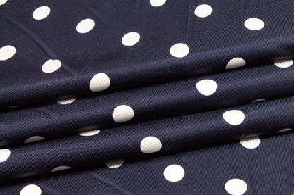 Polka Dot Silk Twill - Navy and White - Prime Fabrics