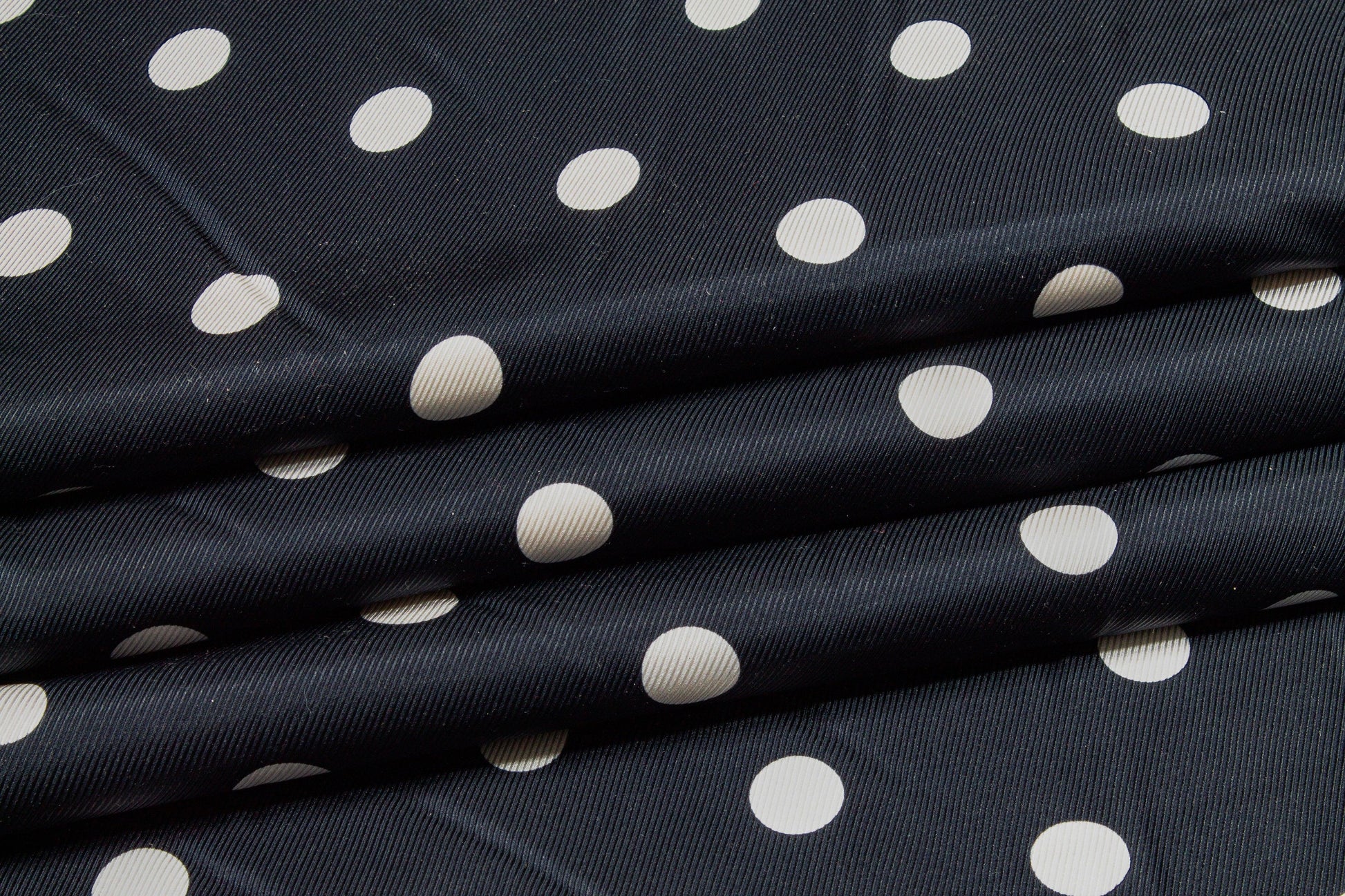 Polka Dot Silk Twill - Dark Navy and White - Prime Fabrics