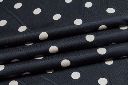 Polka Dot Silk Twill - Dark Navy and White - Prime Fabrics