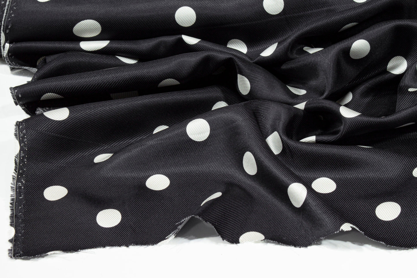 Polka Dot Silk Twill - Black and White - Prime Fabrics