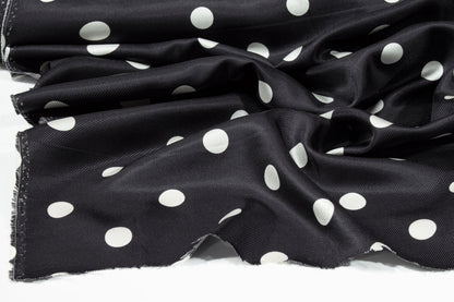 Polka Dot Silk Twill - Black and White - Prime Fabrics