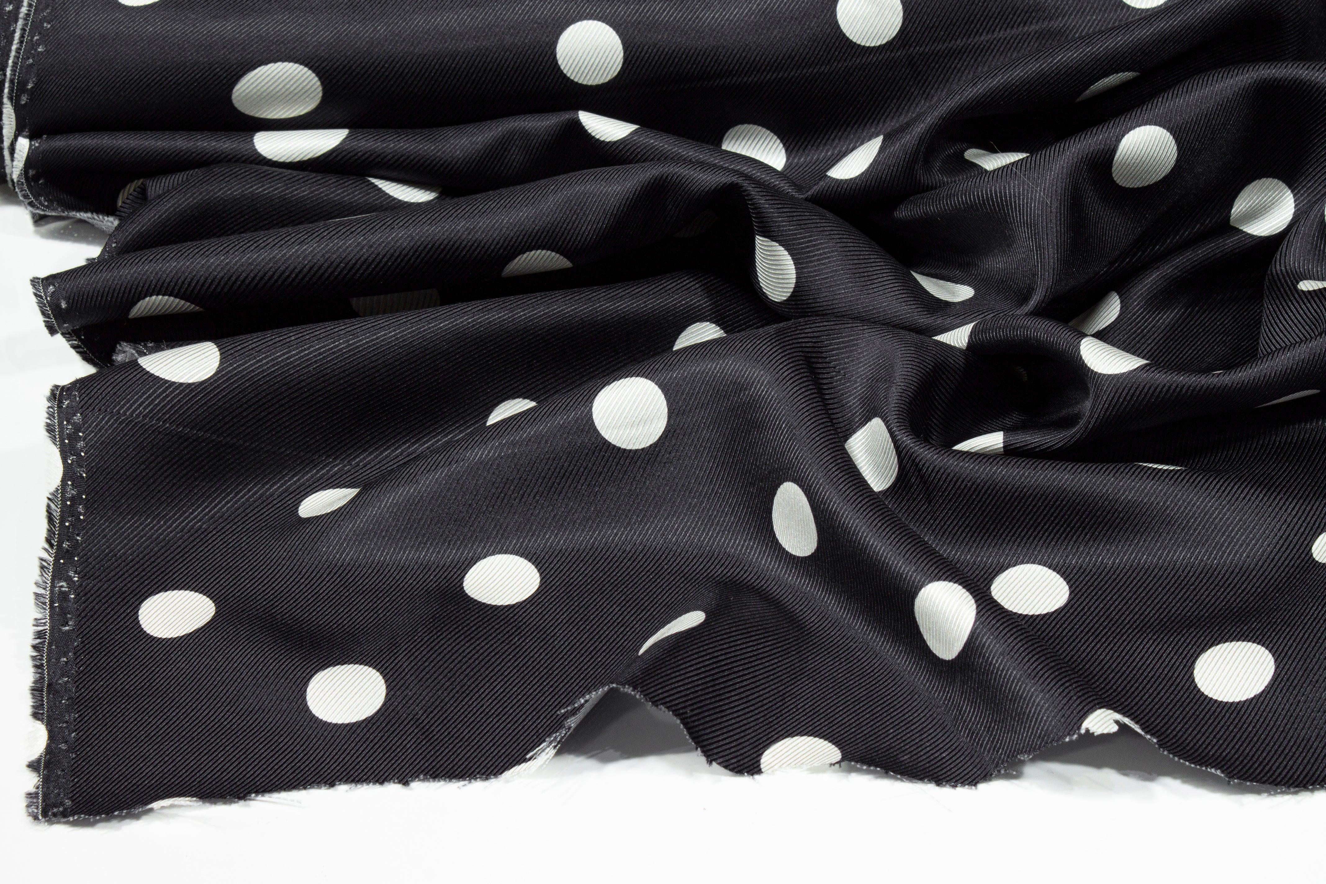 Polka Dot Silk Twill - Black and White - Prime Fabrics