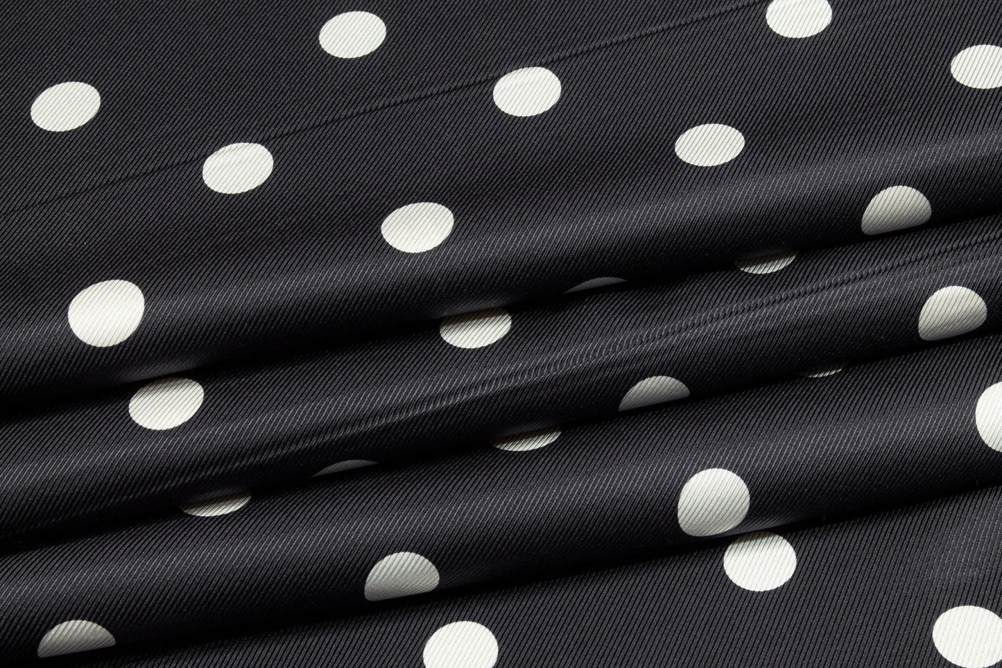 Polka Dot Silk Twill - Black and White - Prime Fabrics