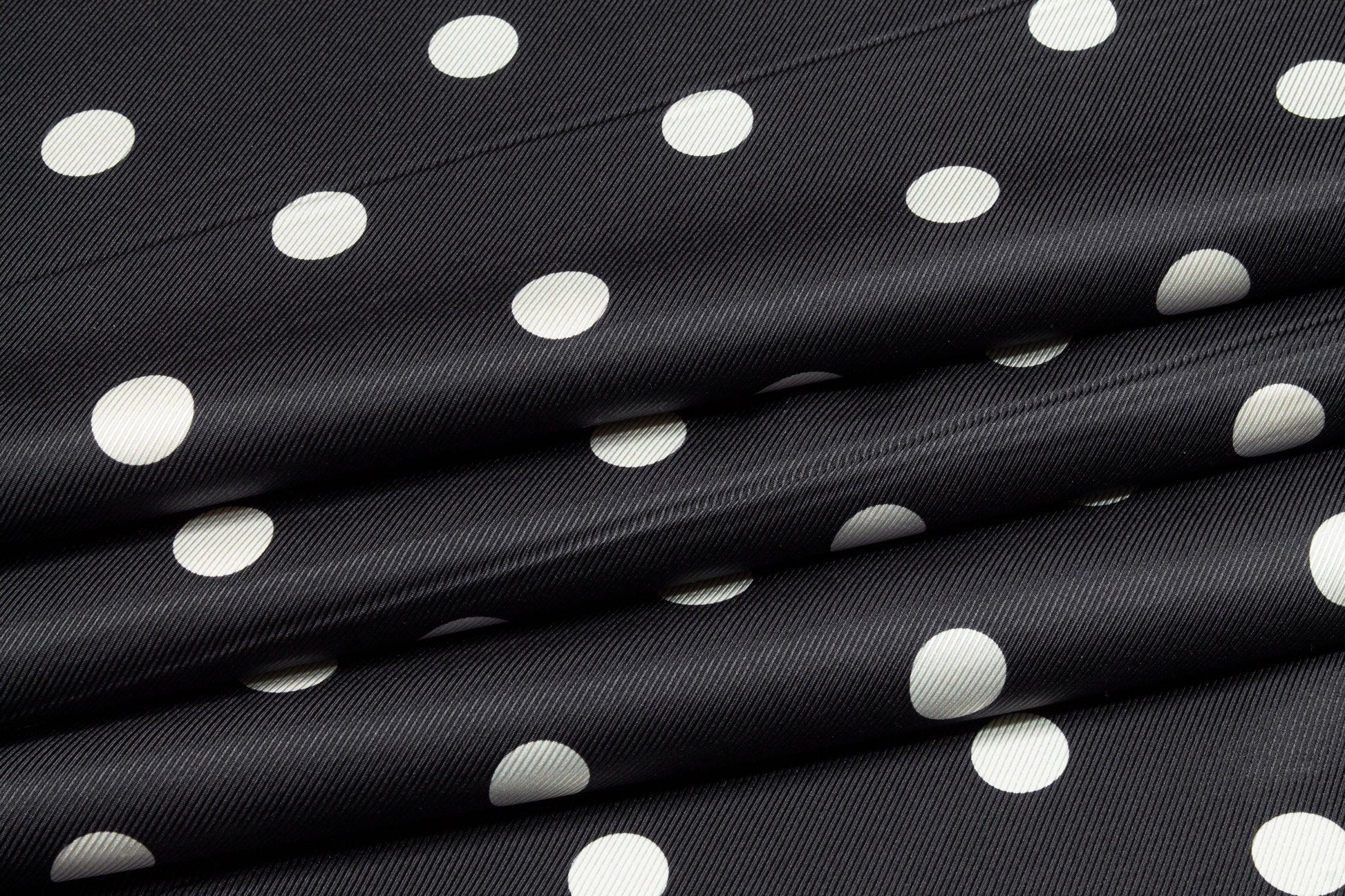 Polka Dot Silk Twill - Black and White - Prime Fabrics