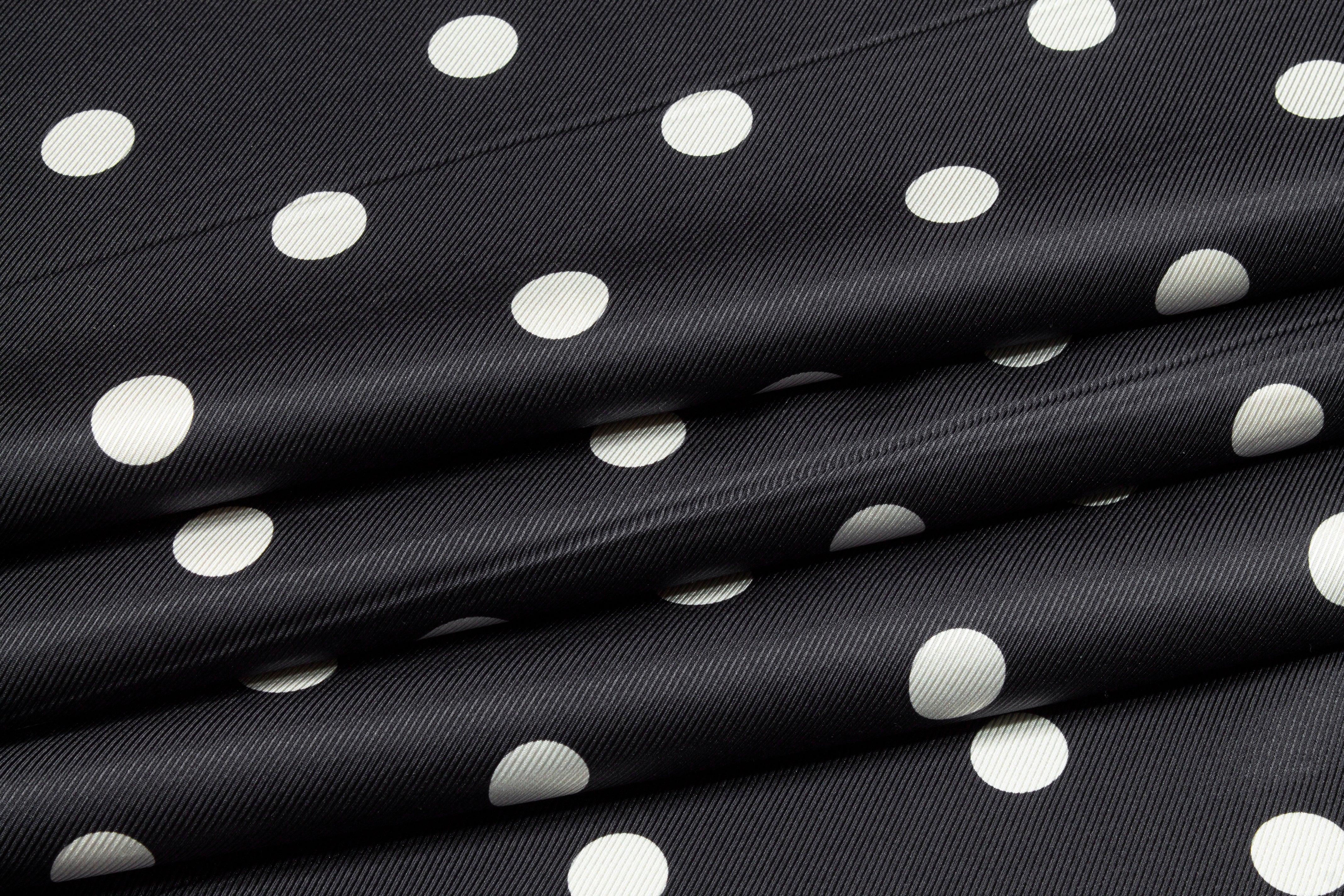 Polka Dot Silk Twill - Black and White - Prime Fabrics