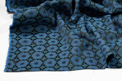 Blue and Green Italian Stretch Brocade - Prime Fabrics