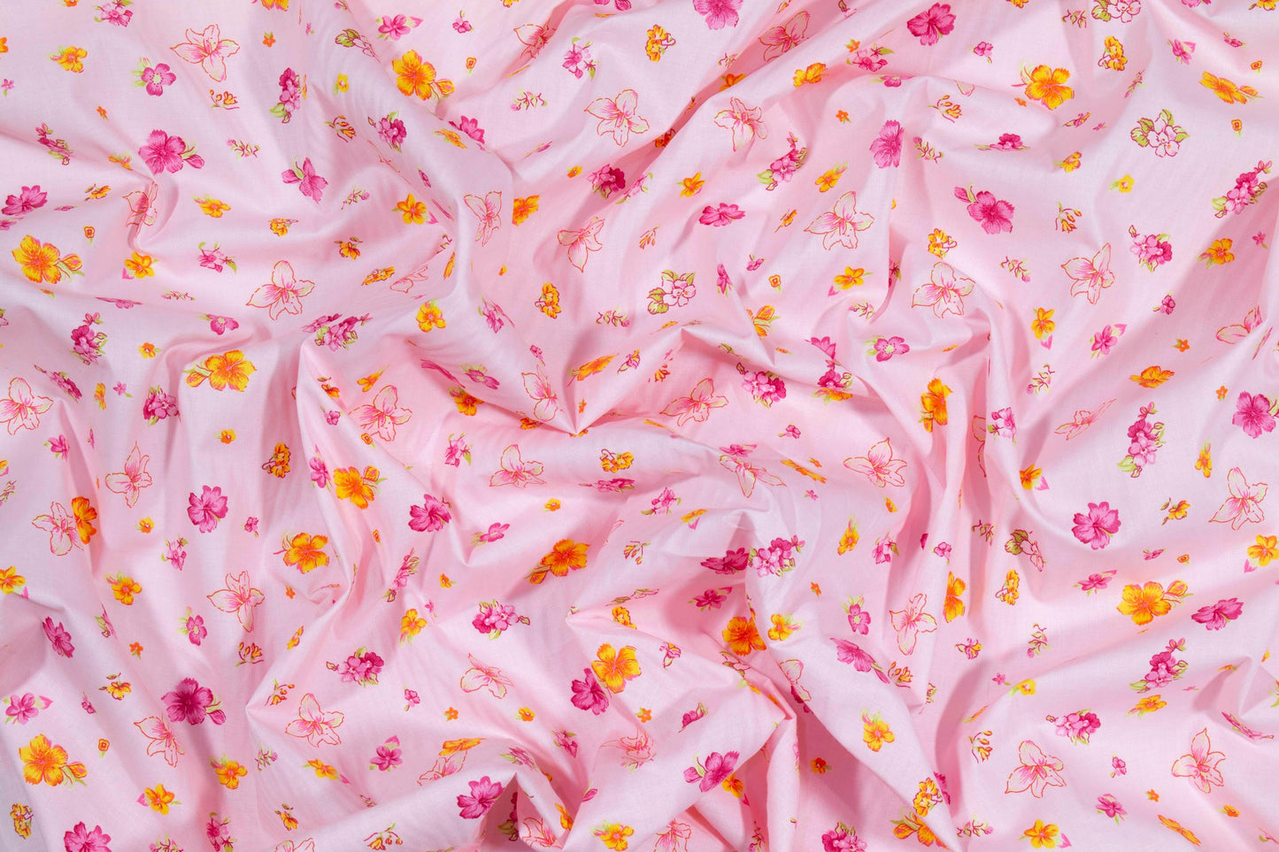 Pink Floral Cotton Voile - Prime Fabrics