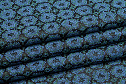 Blue and Green Italian Stretch Brocade - Prime Fabrics