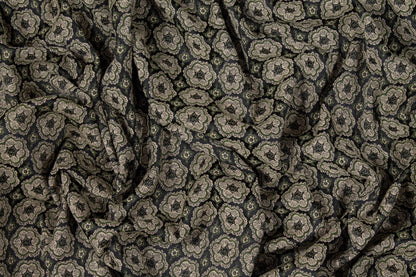Khaki and Green Italian Stretch Brocade - Prime Fabrics