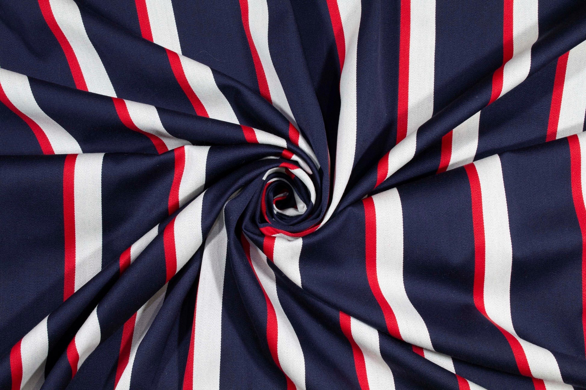 Navy, Red, and White Striped Italian Wool Suiting - Prime Fabrics