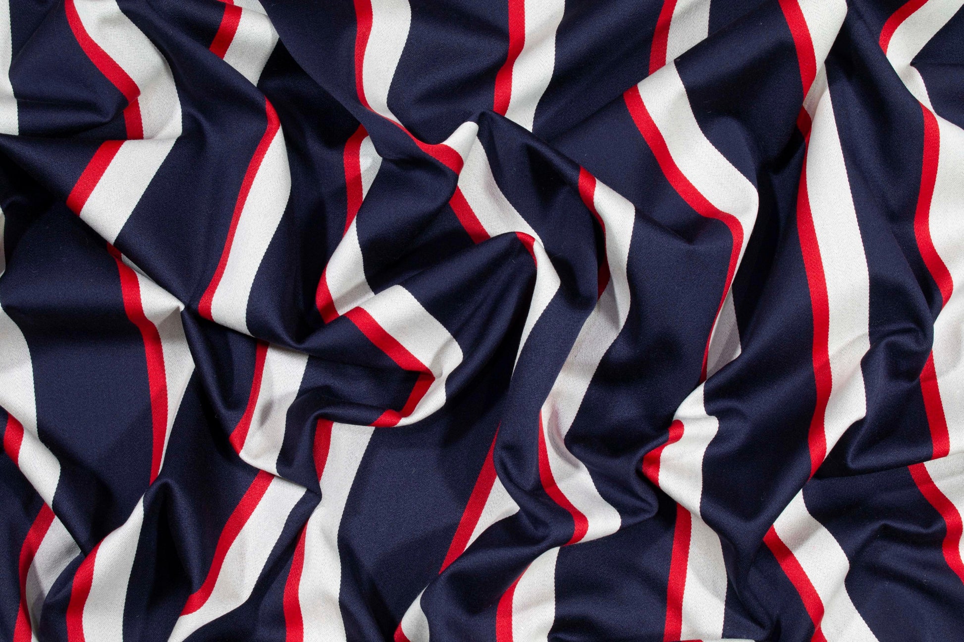 Navy, Red, and White Striped Italian Wool Suiting - Prime Fabrics