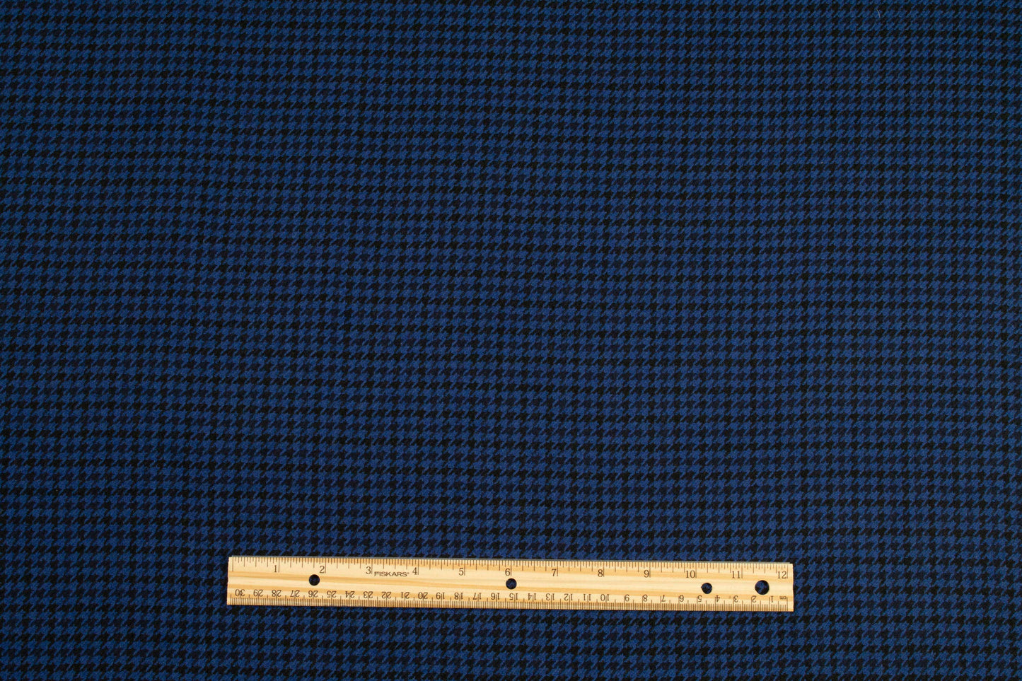 Blue and Black Houndstooth Italian Wool Suiting - Prime Fabrics