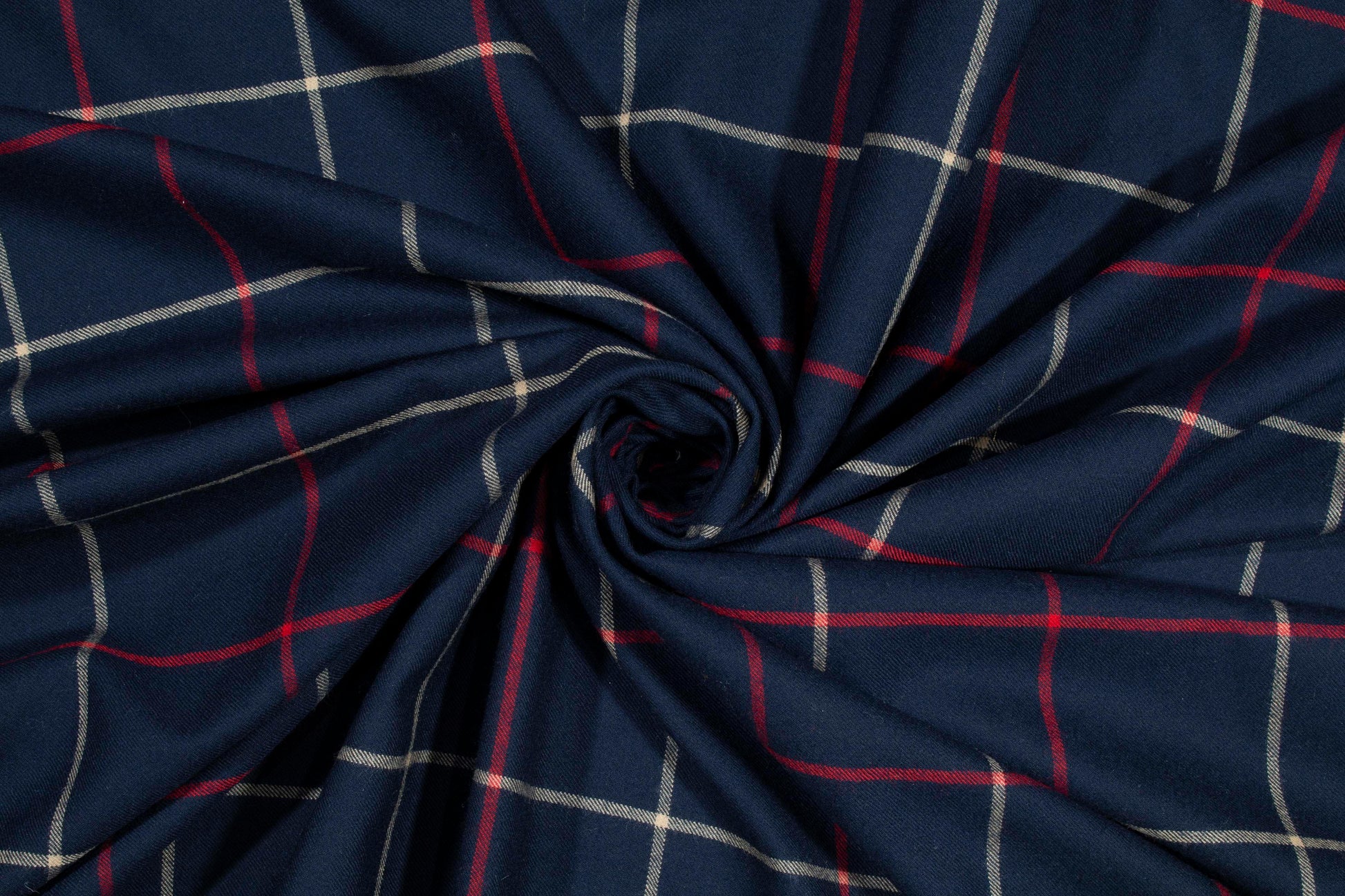 Red, Beige, and Navy Windowpane Italian Wool Suiting - Prime Fabrics