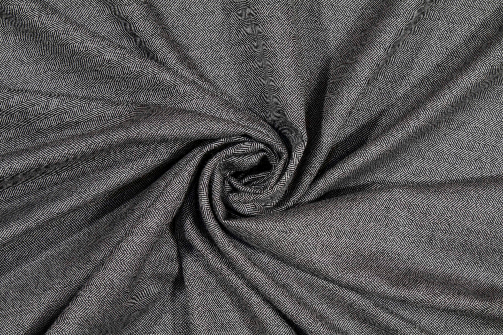 Gray Herringbone Italian Wool Suiting - Prime Fabrics