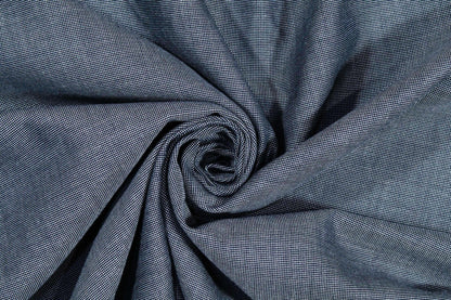 Navy and White Pin Dotted Italian Wool Suiting - Prime Fabrics