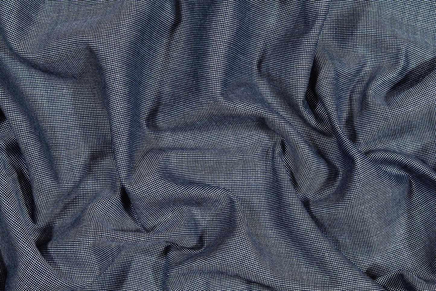 Navy and White Pin Dotted Italian Wool Suiting - Prime Fabrics