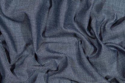 Navy and White Pin Dotted Italian Wool Suiting - Prime Fabrics