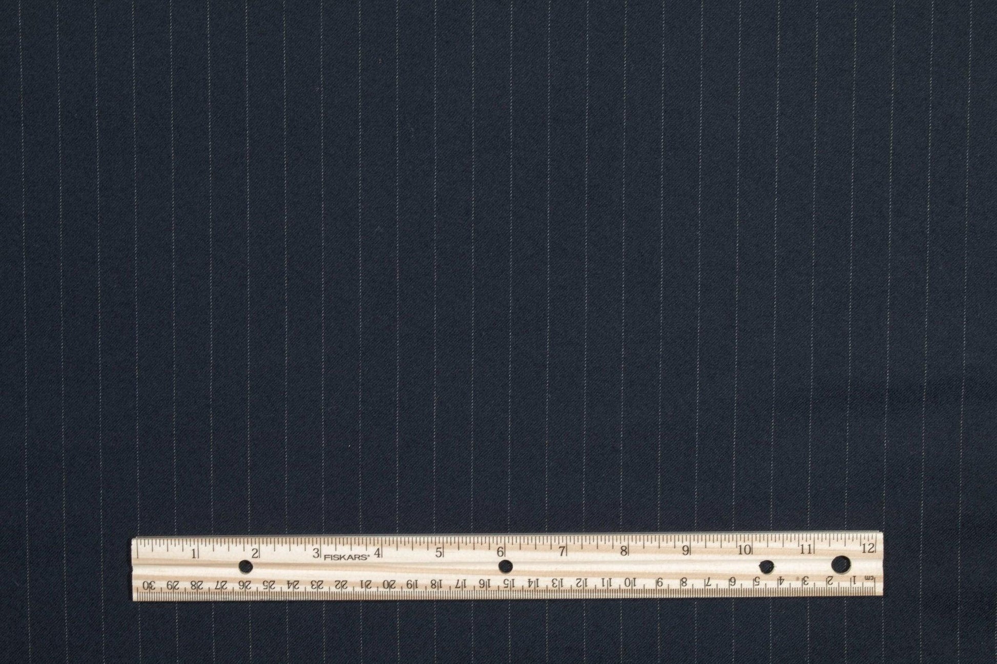 Navy Blue Striped Super 100's Italian Wool - Prime Fabrics