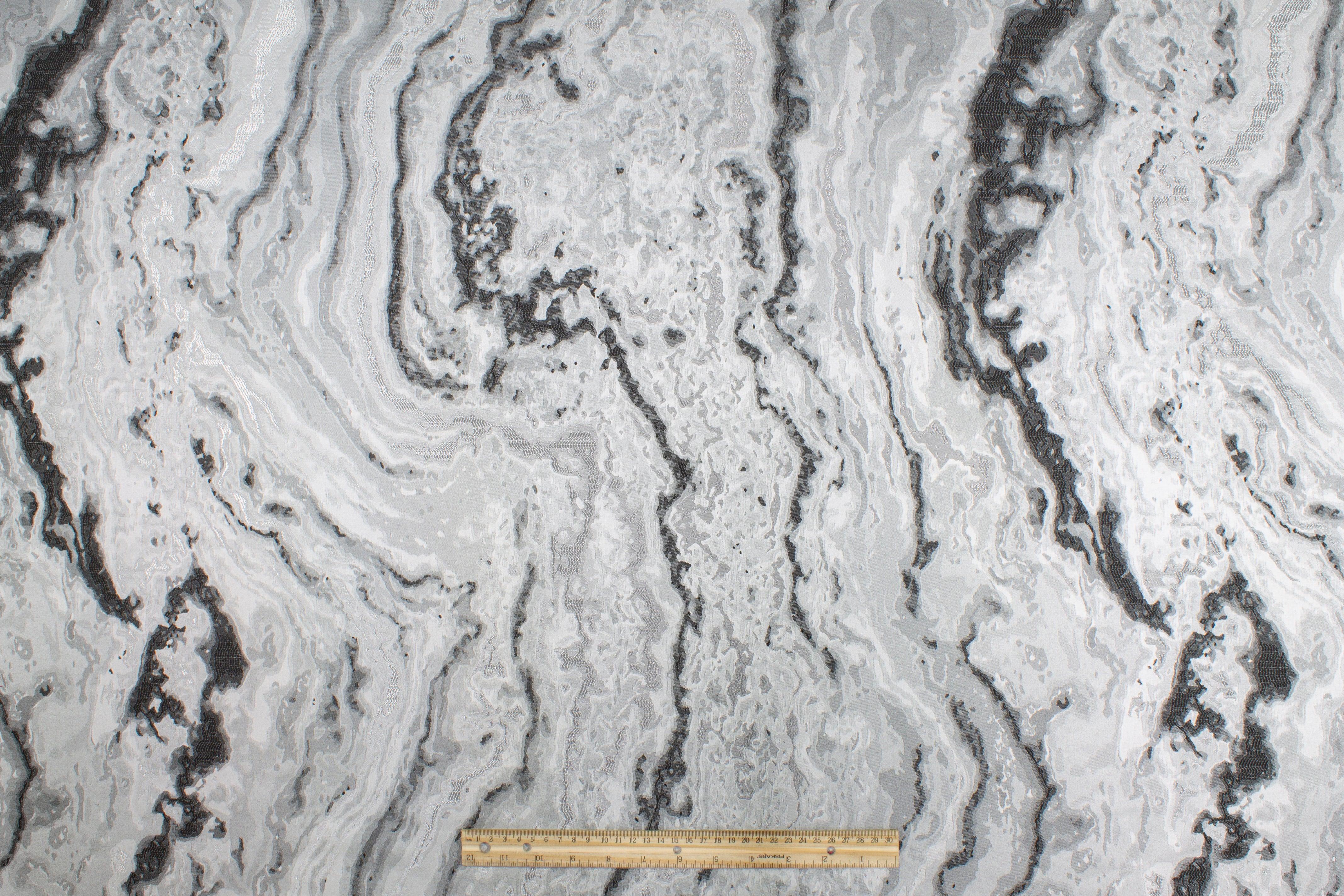 Silver and Gray Metallic Brocade - Prime Fabrics