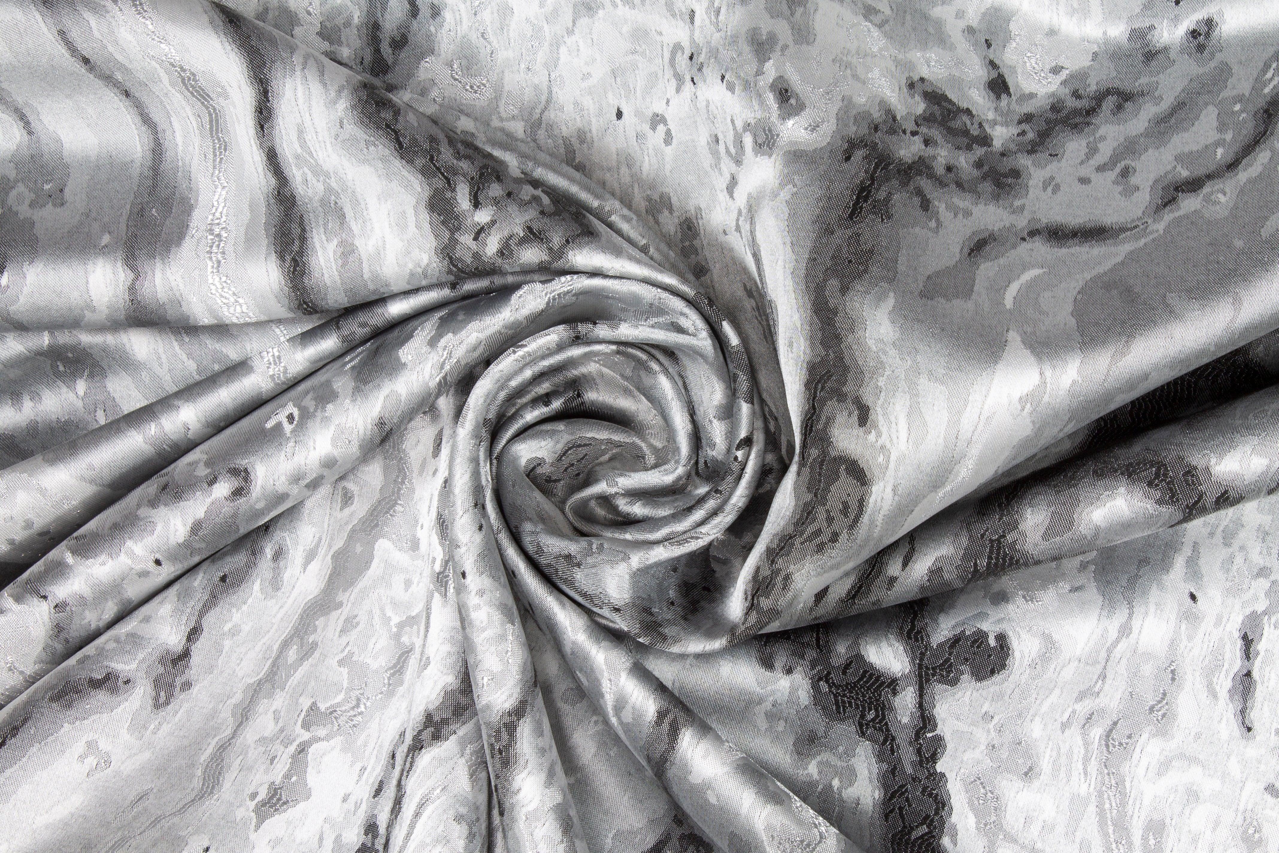 Silver and Gray Metallic Brocade - Prime Fabrics