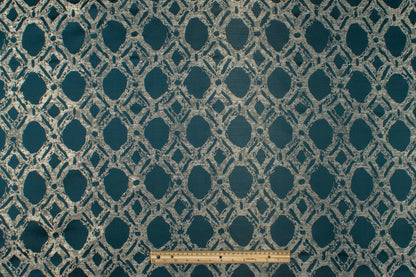 Abstract Blue Metallic Brocade - Prime Fabrics
