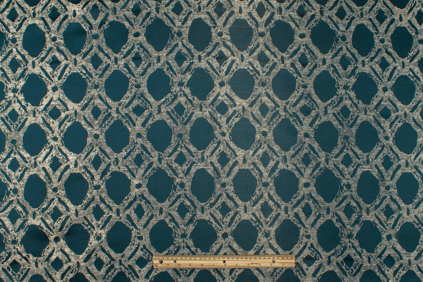 Abstract Blue Metallic Brocade - Prime Fabrics