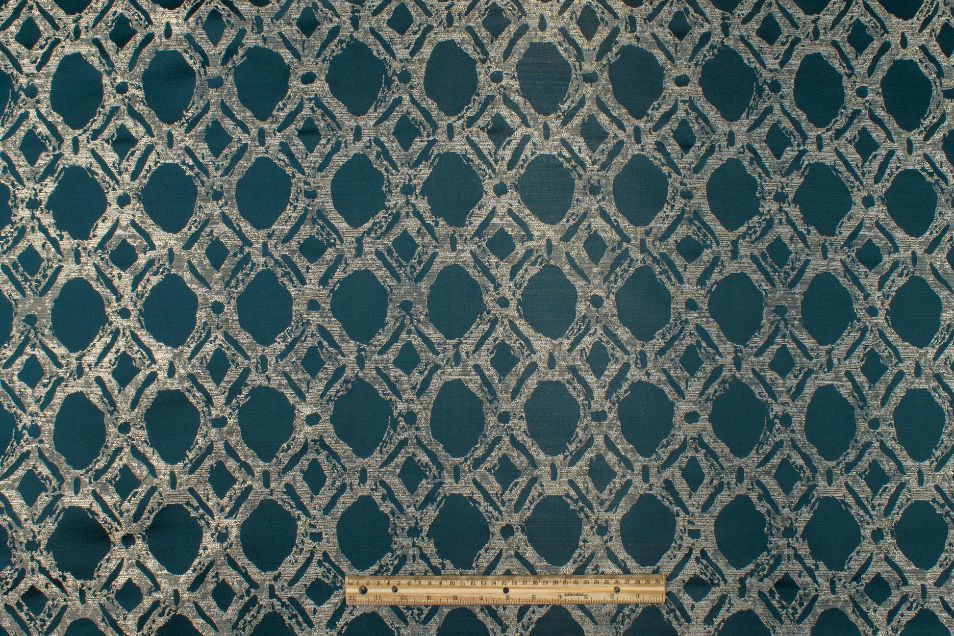 Abstract Blue Metallic Brocade - Prime Fabrics