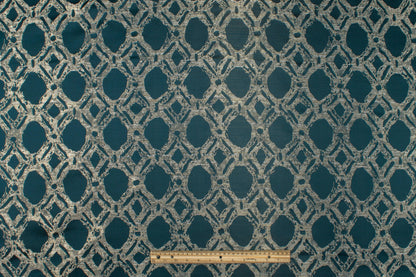 Abstract Blue Metallic Brocade - Prime Fabrics