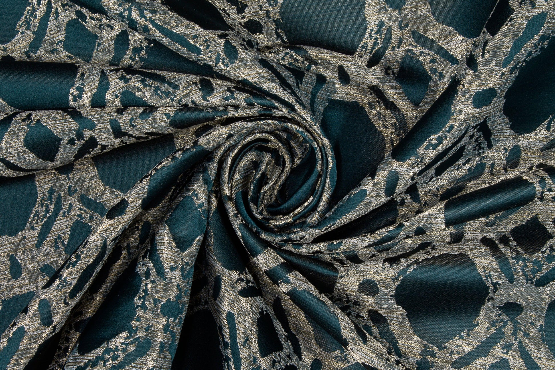 Abstract Blue Metallic Brocade - Prime Fabrics