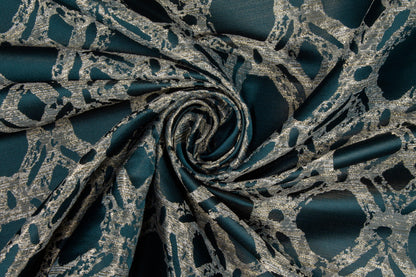 Abstract Blue Metallic Brocade - Prime Fabrics