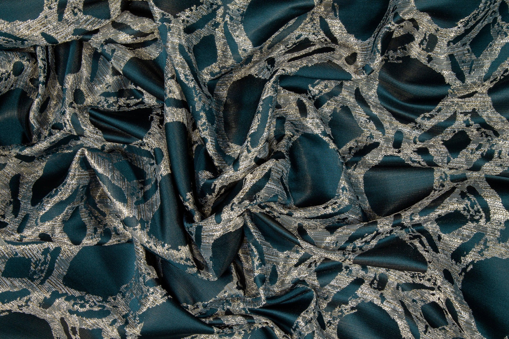 Abstract Blue Metallic Brocade - Prime Fabrics