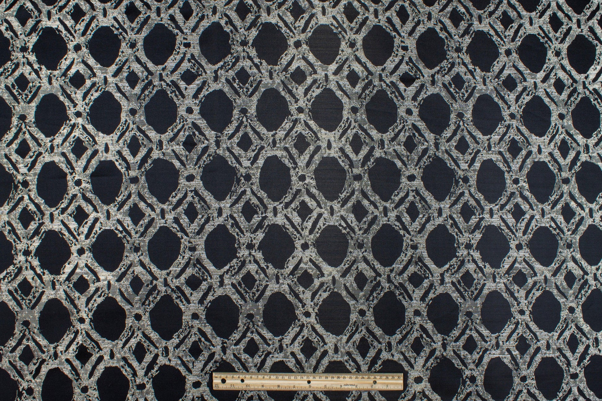 Black and Gray Abstract Metallic Brocade - Prime Fabrics