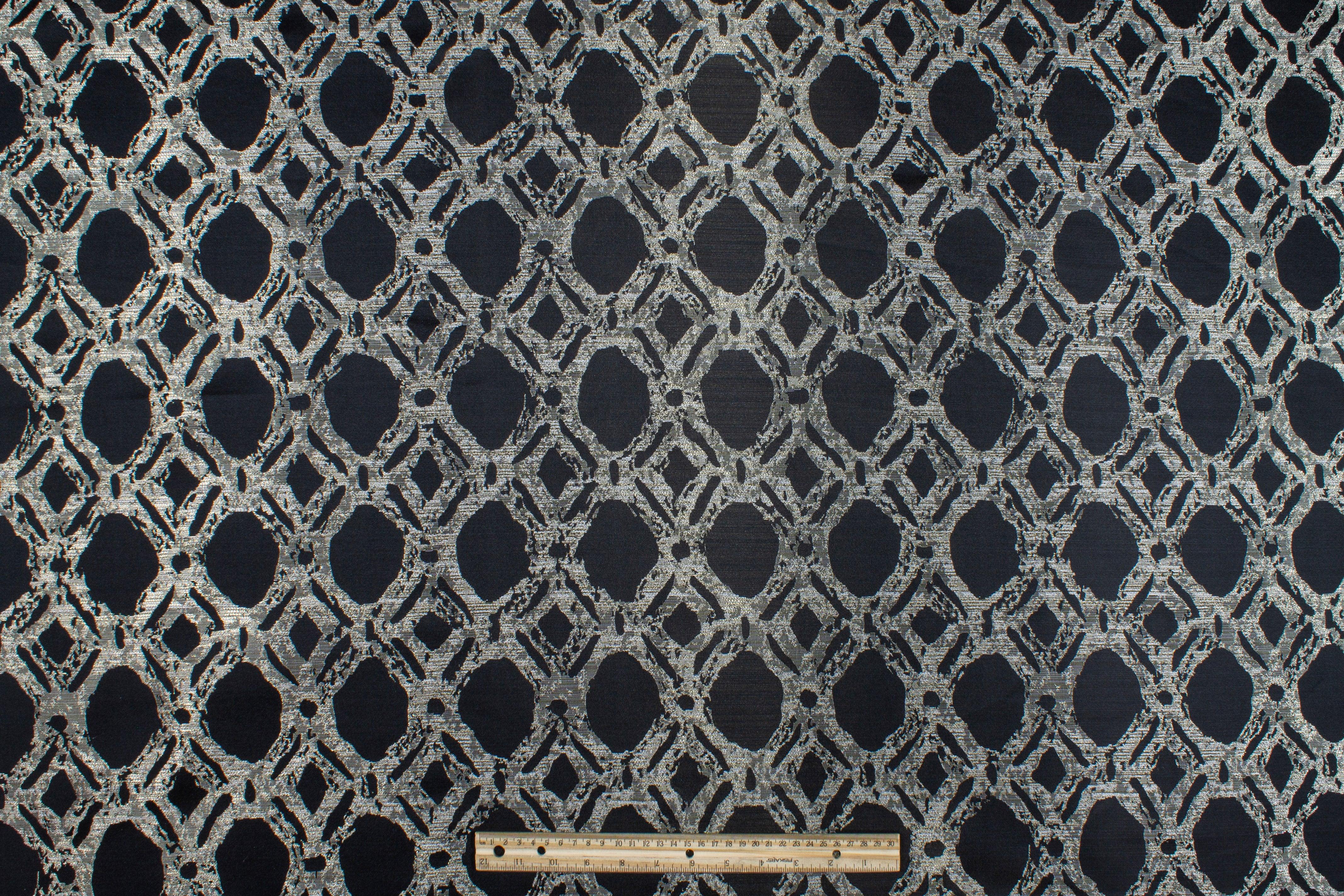 Black and Gray Abstract Metallic Brocade - Prime Fabrics