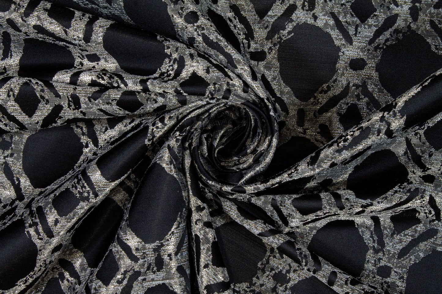 Black and Gray Abstract Metallic Brocade - Prime Fabrics