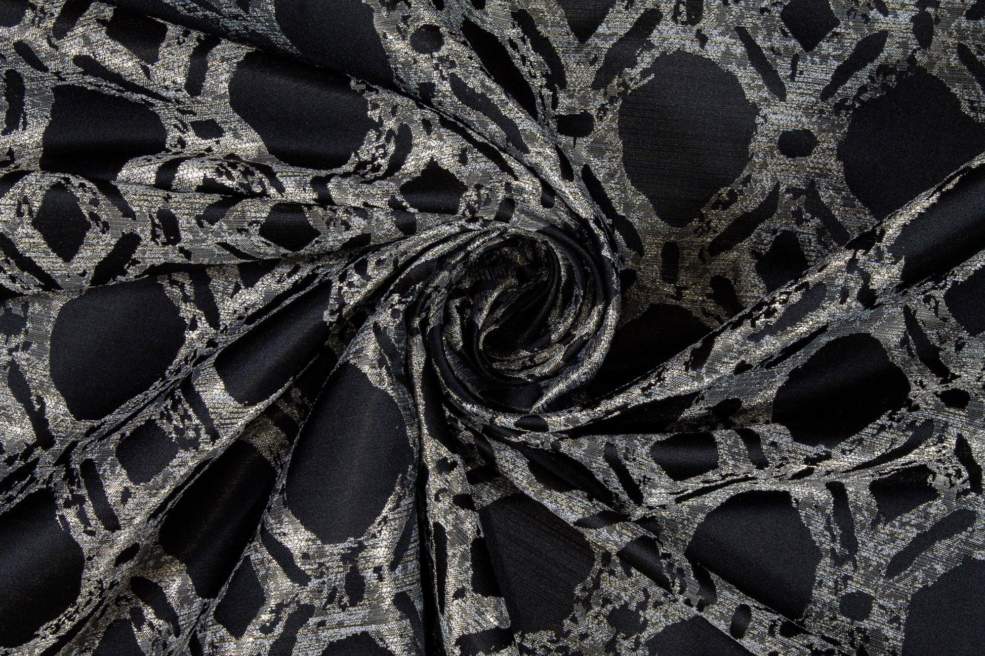 Black and Gray Abstract Metallic Brocade - Prime Fabrics