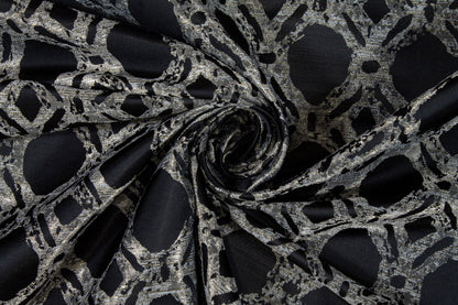 Black and Gray Abstract Metallic Brocade - Prime Fabrics