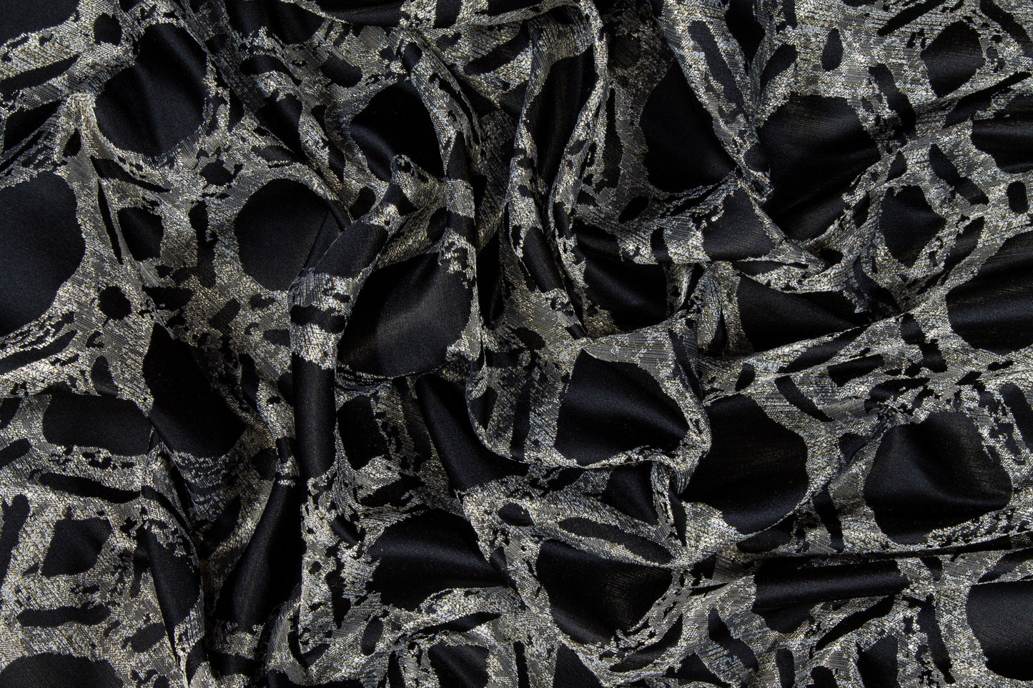 Black and Gray Abstract Metallic Brocade - Prime Fabrics
