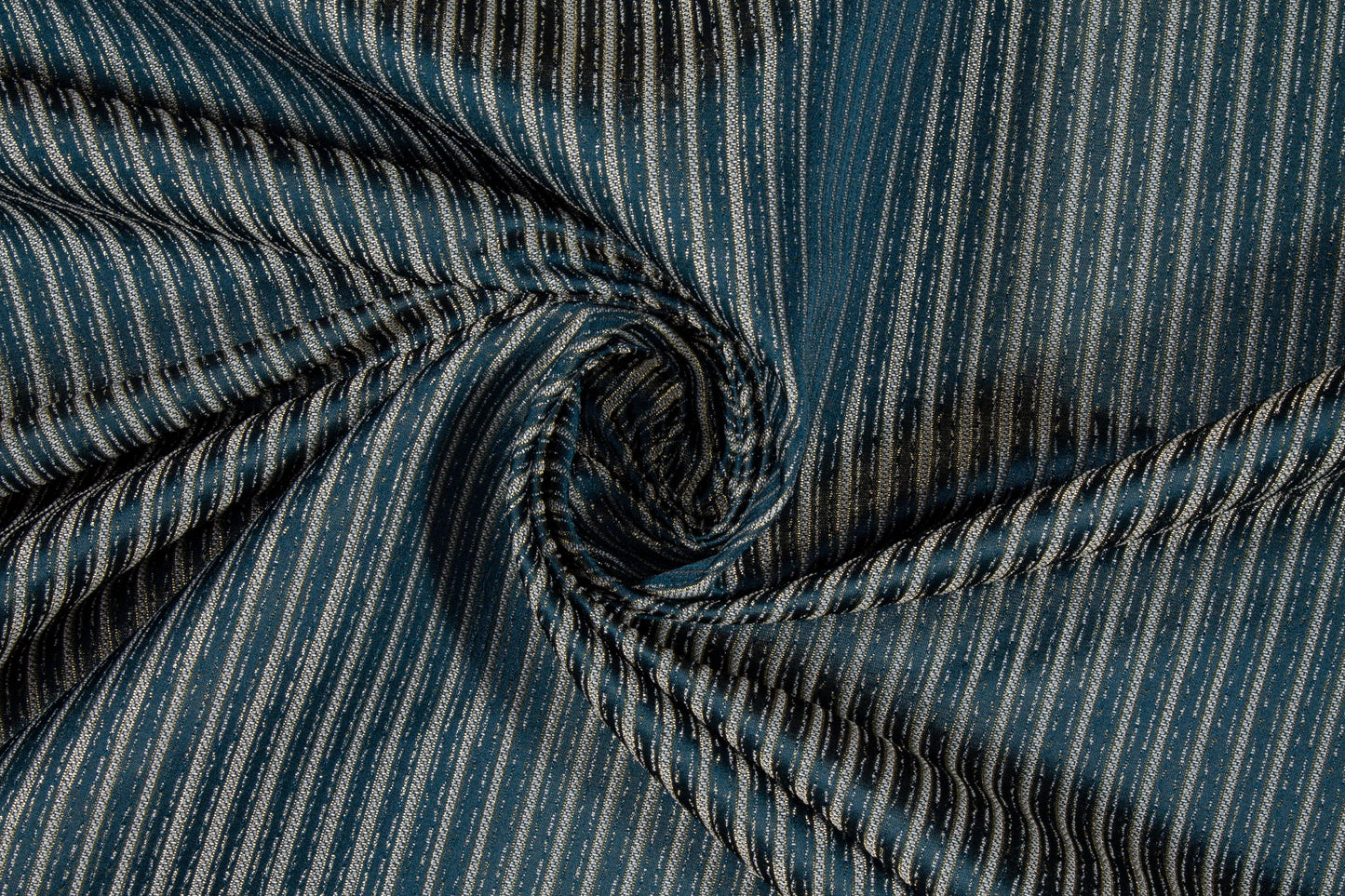 Blue Striped Metallic Brocade - Prime Fabrics