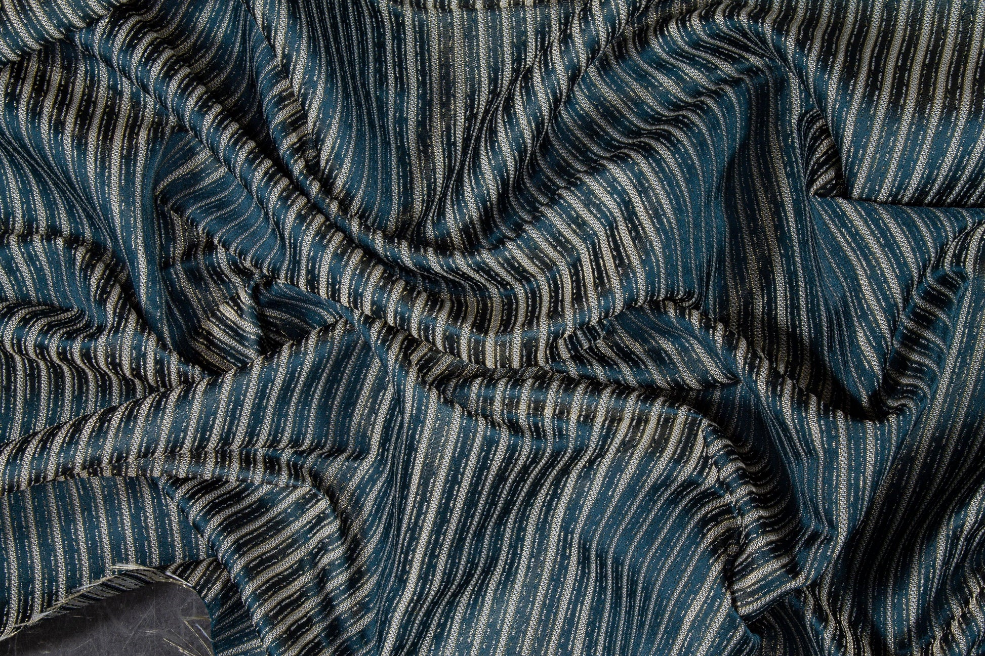 Blue Striped Metallic Brocade - Prime Fabrics
