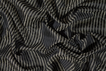 Black Striped Metallic Brocade - Prime Fabrics