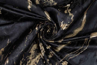 Black and Gold Metallic Brocade - Prime Fabrics