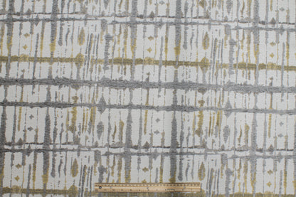 Gray and Yellow Abstract Cut Chenille Upholstery - Prime Fabrics