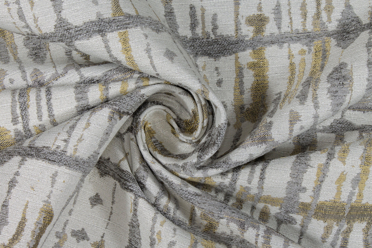 Gray and Yellow Abstract Cut Chenille Upholstery - Prime Fabrics