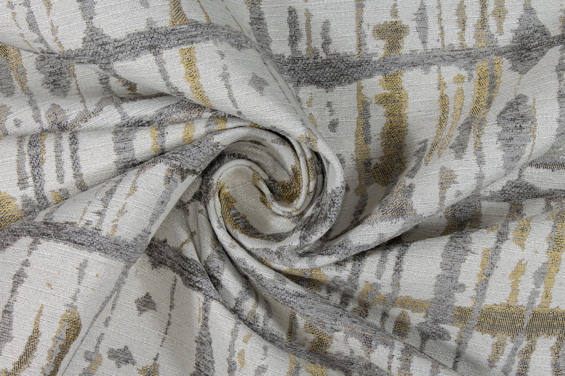 Gray and Yellow Abstract Cut Chenille Upholstery - Prime Fabrics